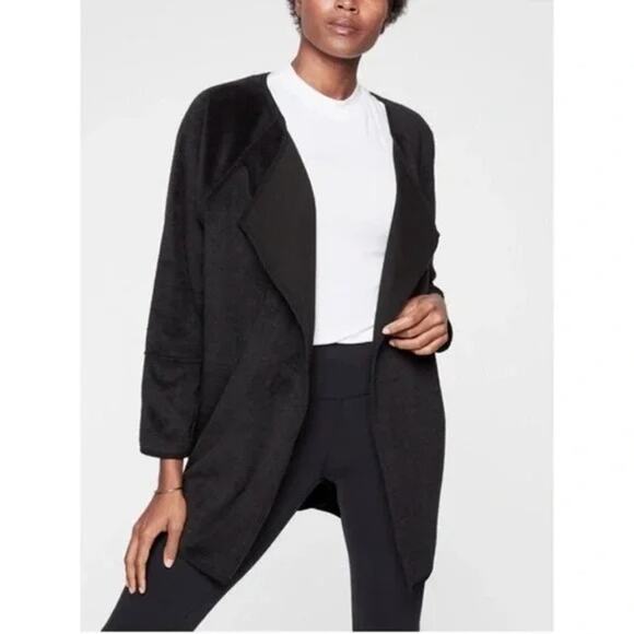 Athleta Sweaters - ATHLETA Black Cozy Karma Wrap Jacket Cardigan Oversized | Small